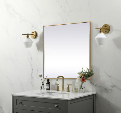 Elegant Furniture & Lighting - Eternity Metal Frame Square Mirror 30 inch in Brass - MR43030BR veiw 3