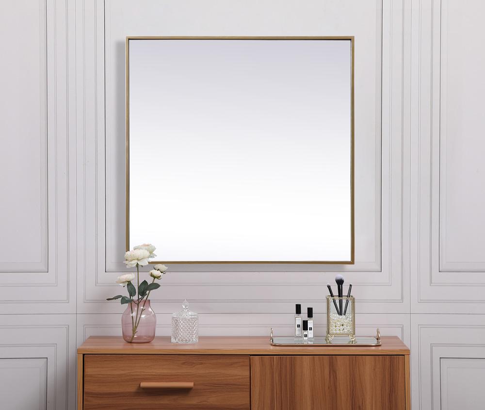 Elegant Furniture & Lighting - Eternity Metal Frame Square Mirror 30 inch in Brass - MR43030BR veiw 4