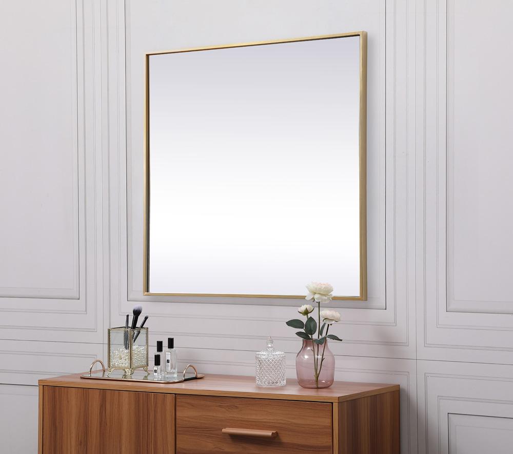 Elegant Furniture & Lighting - Eternity Metal Frame Square Mirror 30 inch in Brass - MR43030BR veiw 5