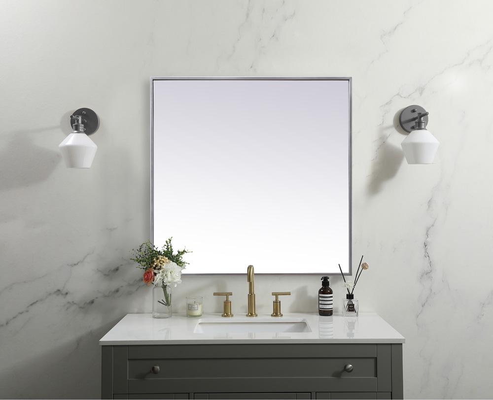 Elegant Furniture & Lighting - Eternity Metal Frame Square Mirror 30 inch in Silver - MR43030S veiw 2