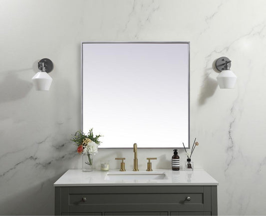 Elegant Furniture & Lighting - Eternity Metal Frame Square Mirror 30 inch in Silver - MR43030S veiw 2