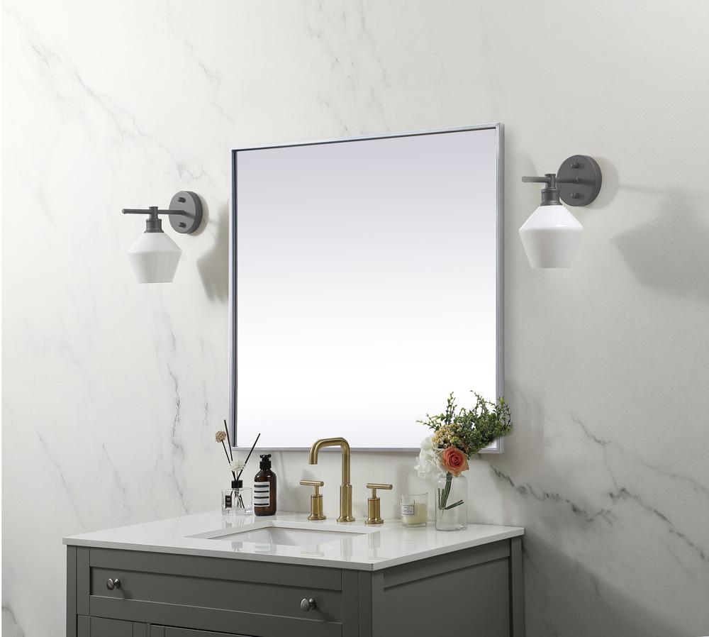 Elegant Furniture & Lighting - Eternity Metal Frame Square Mirror 30 inch in Silver - MR43030S veiw 3