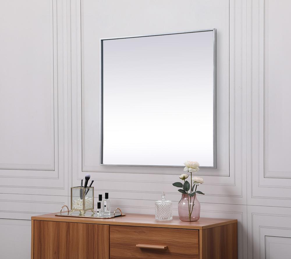Elegant Furniture & Lighting - Eternity Metal Frame Square Mirror 30 inch in Silver - MR43030S veiw 5