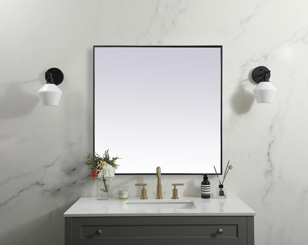Elegant Furniture & Lighting - Eternity Metal Frame Square Mirror 42 inch in Black - MR44242BK veiw 2