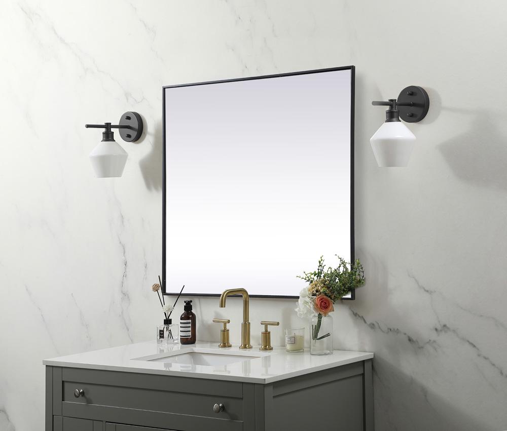 Elegant Furniture & Lighting - Eternity Metal Frame Square Mirror 42 inch in Black - MR44242BK veiw 3