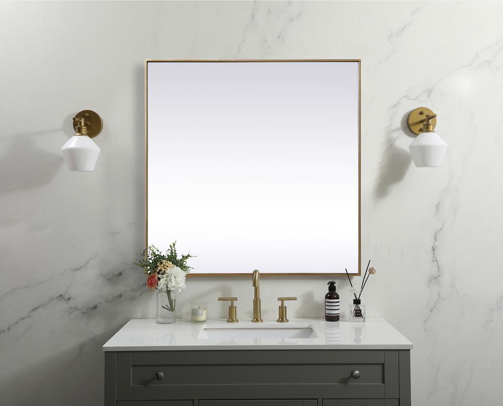 Elegant Furniture & Lighting - Eternity Metal Frame Square Mirror 42 inch in Brass - MR44242BR veiw 2