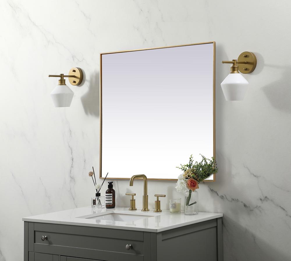 Elegant Furniture & Lighting - Eternity Metal Frame Square Mirror 42 inch in Brass - MR44242BR veiw 3