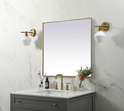 Elegant Furniture & Lighting - Eternity Metal Frame Square Mirror 42 inch in Brass - MR44242BR veiw 3