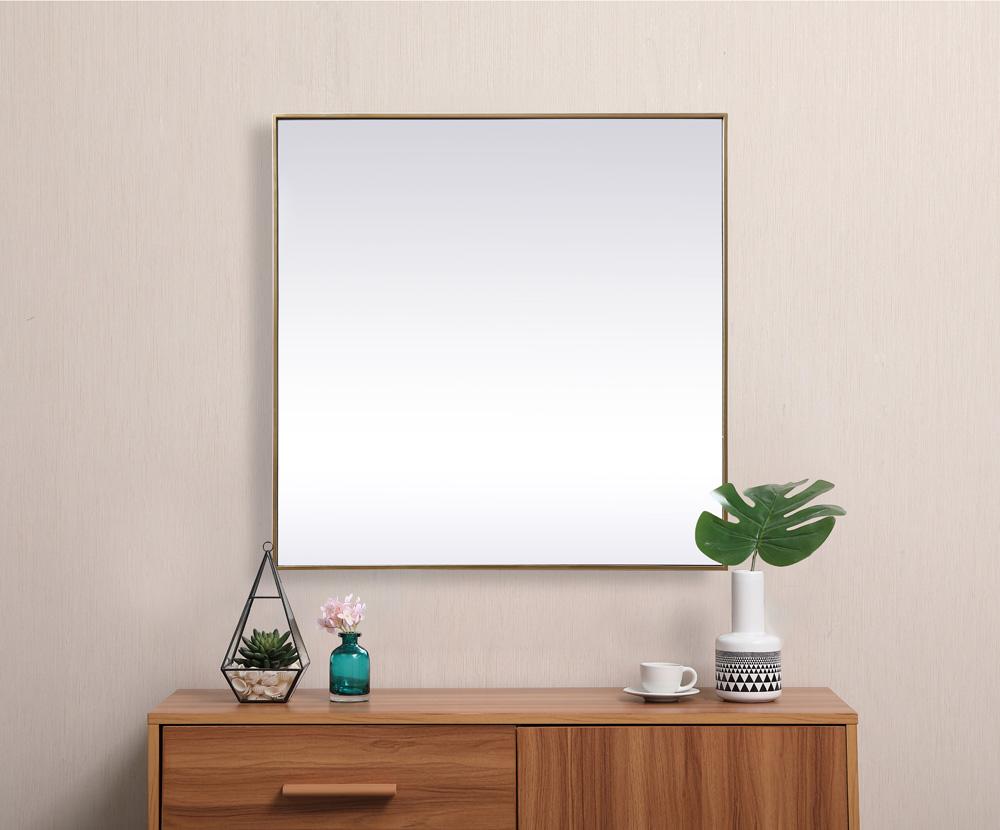 Elegant Furniture & Lighting - Eternity Metal Frame Square Mirror 42 inch in Brass - MR44242BR veiw 4