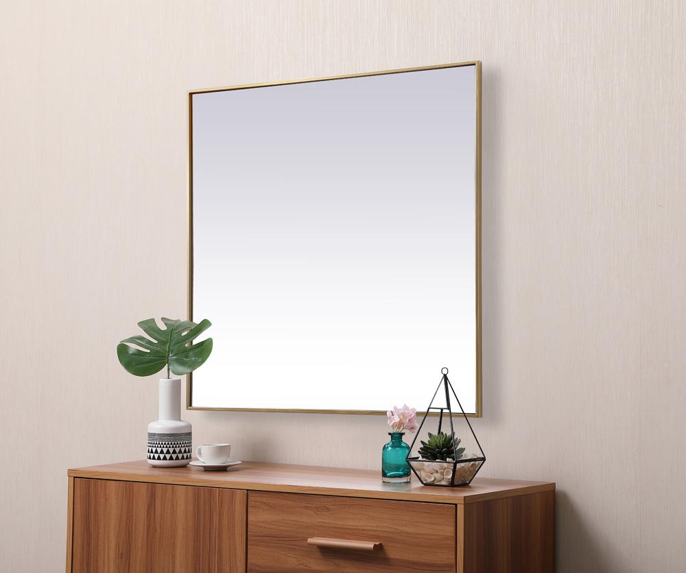 Elegant Furniture & Lighting - Eternity Metal Frame Square Mirror 42 inch in Brass - MR44242BR veiw 5