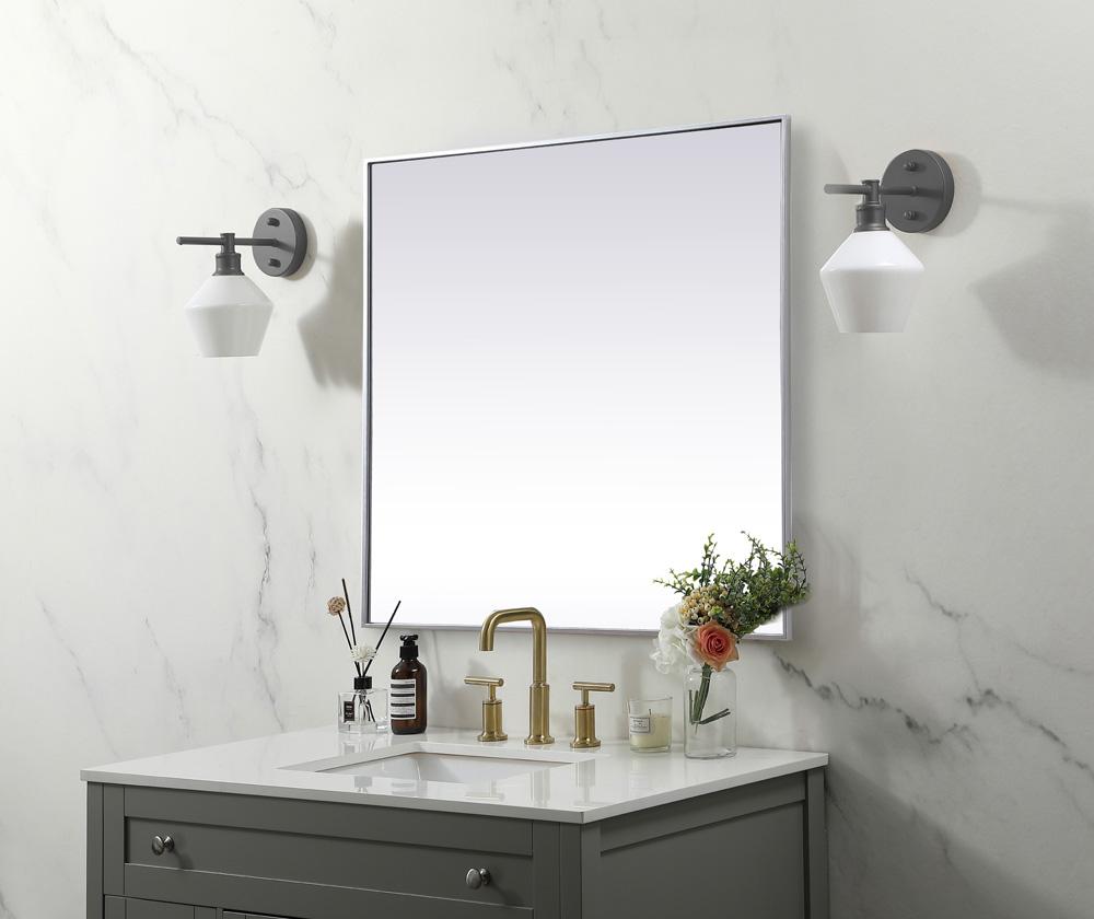 Elegant Furniture & Lighting - Eternity Metal Frame Square Mirror 42 inch in Silver - MR44242S veiw 3