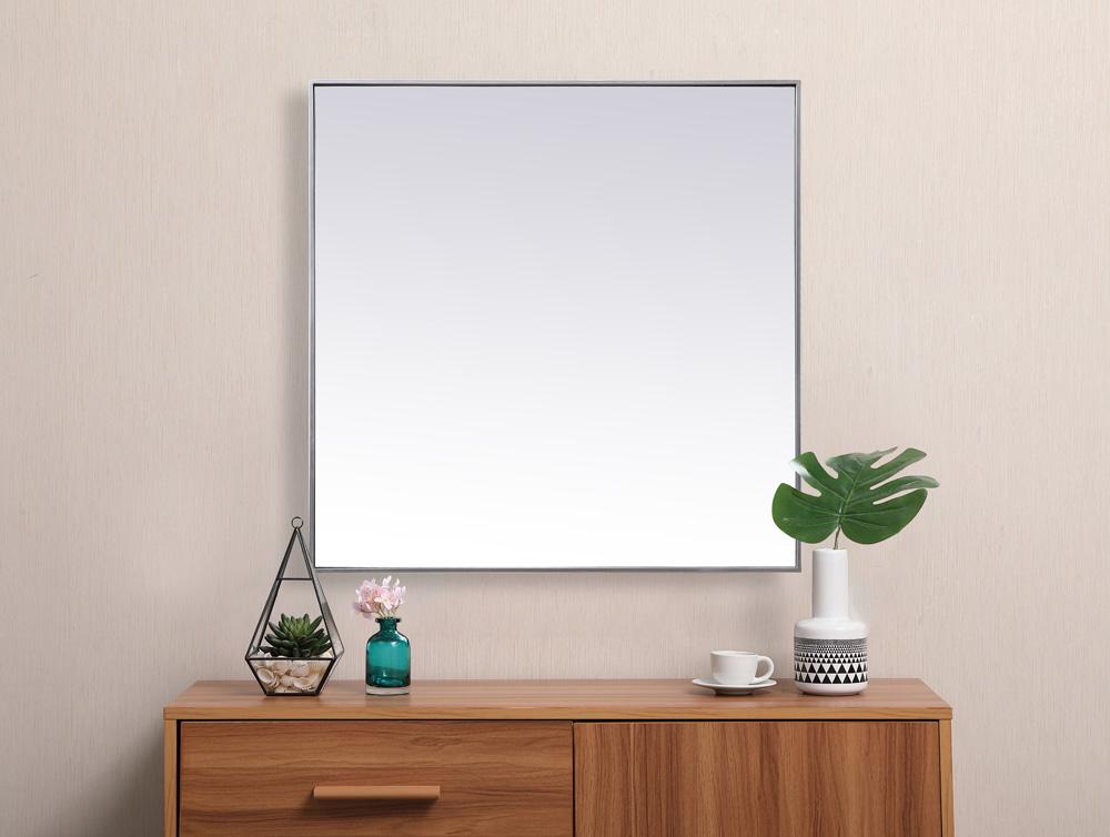 Elegant Furniture & Lighting - Eternity Metal Frame Square Mirror 42 inch in Silver - MR44242S veiw 4
