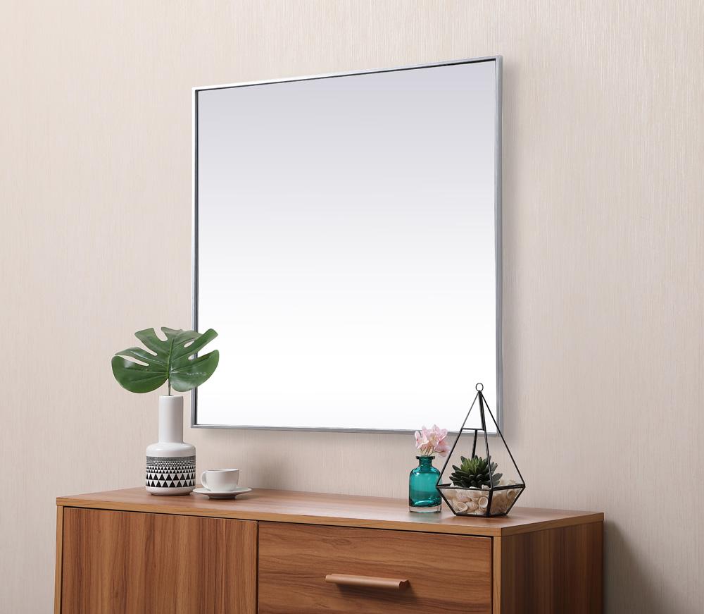 Elegant Furniture & Lighting - Eternity Metal Frame Square Mirror 42 inch in Silver - MR44242S veiw 5
