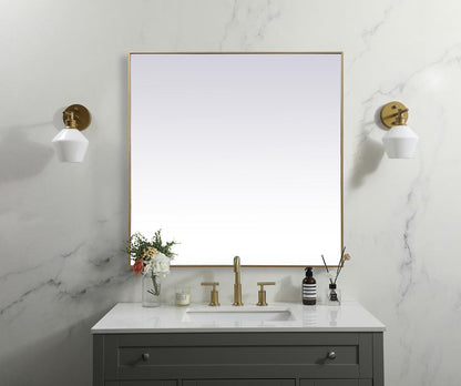 Elegant Furniture & Lighting - Eternity Metal Frame Square Mirror 48 inch in Brass - MR44848BR veiw 2
