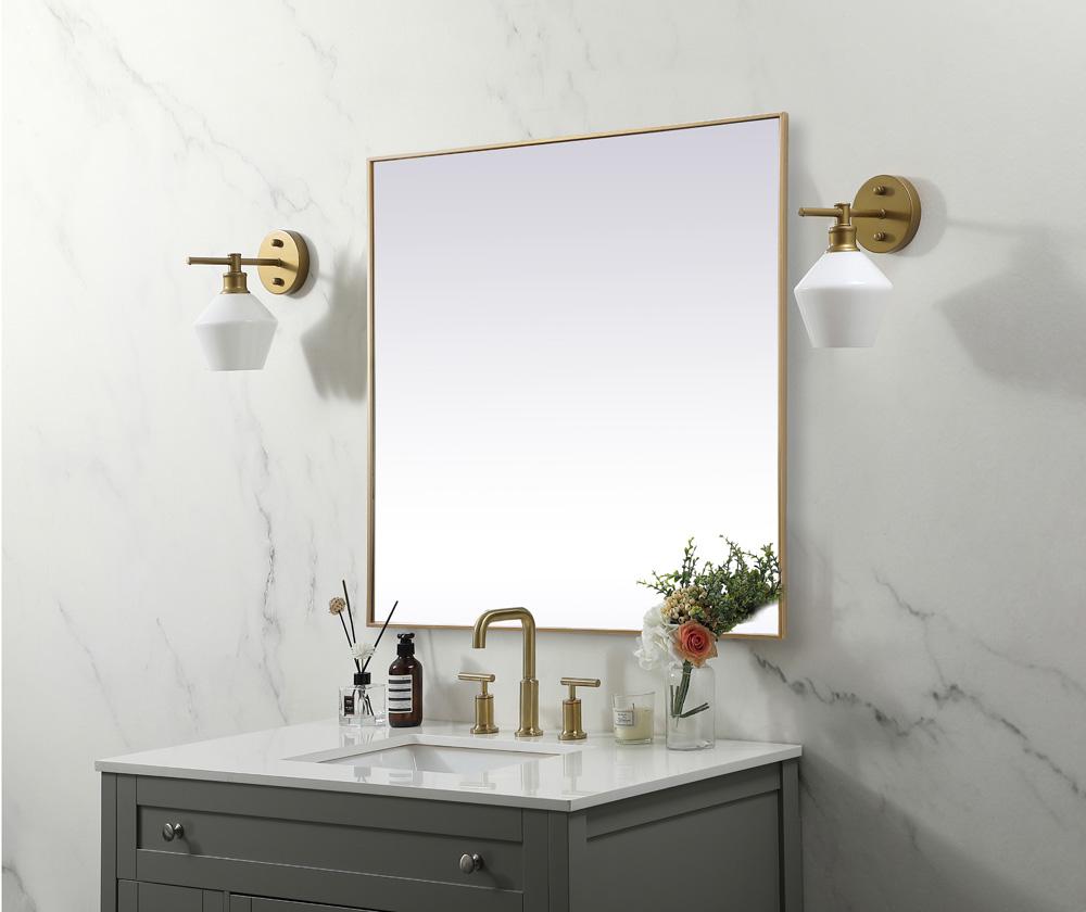 Elegant Furniture & Lighting - Eternity Metal Frame Square Mirror 48 inch in Brass - MR44848BR veiw 3