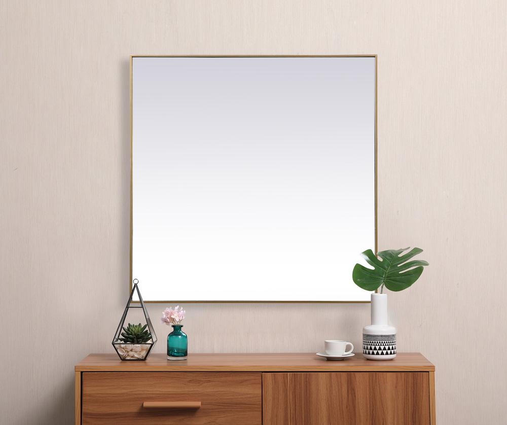 Elegant Furniture & Lighting - Eternity Metal Frame Square Mirror 48 inch in Brass - MR44848BR veiw 4