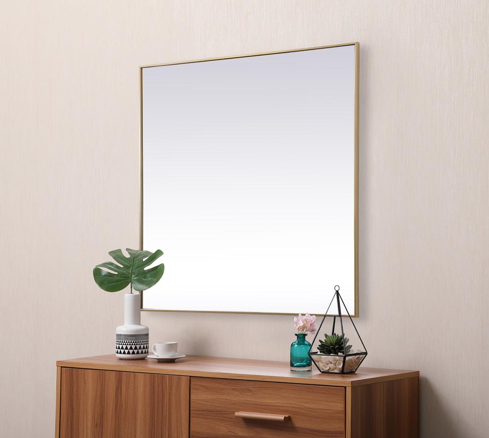 Elegant Furniture & Lighting - Eternity Metal Frame Square Mirror 48 inch in Brass - MR44848BR veiw 5