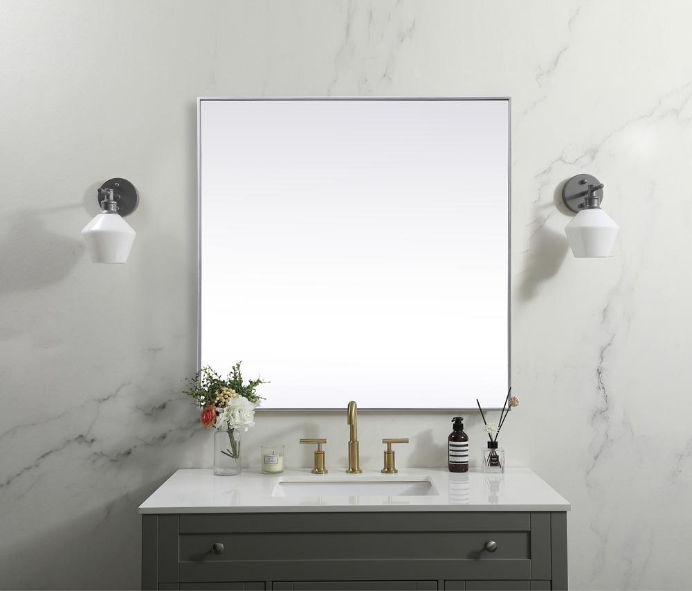 Elegant Furniture & Lighting - Eternity Metal Frame Square Mirror 48 inch in Silver - MR44848S veiw 2