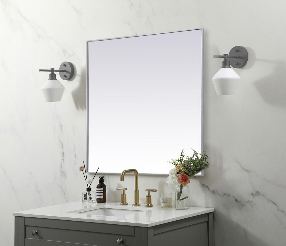 Elegant Furniture & Lighting - Eternity Metal Frame Square Mirror 48 inch in Silver - MR44848S veiw 3