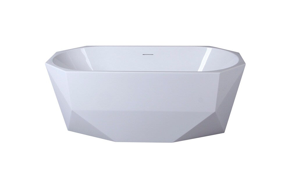Elegant Furniture & Lighting - Ethen 59 inch soaking diamond style bathtub in glossy white - BT21159GW veiw 1