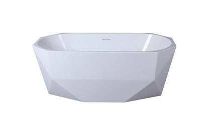 Elegant Furniture & Lighting - Ethen 59 inch soaking diamond style bathtub in glossy white - BT21159GW veiw 1