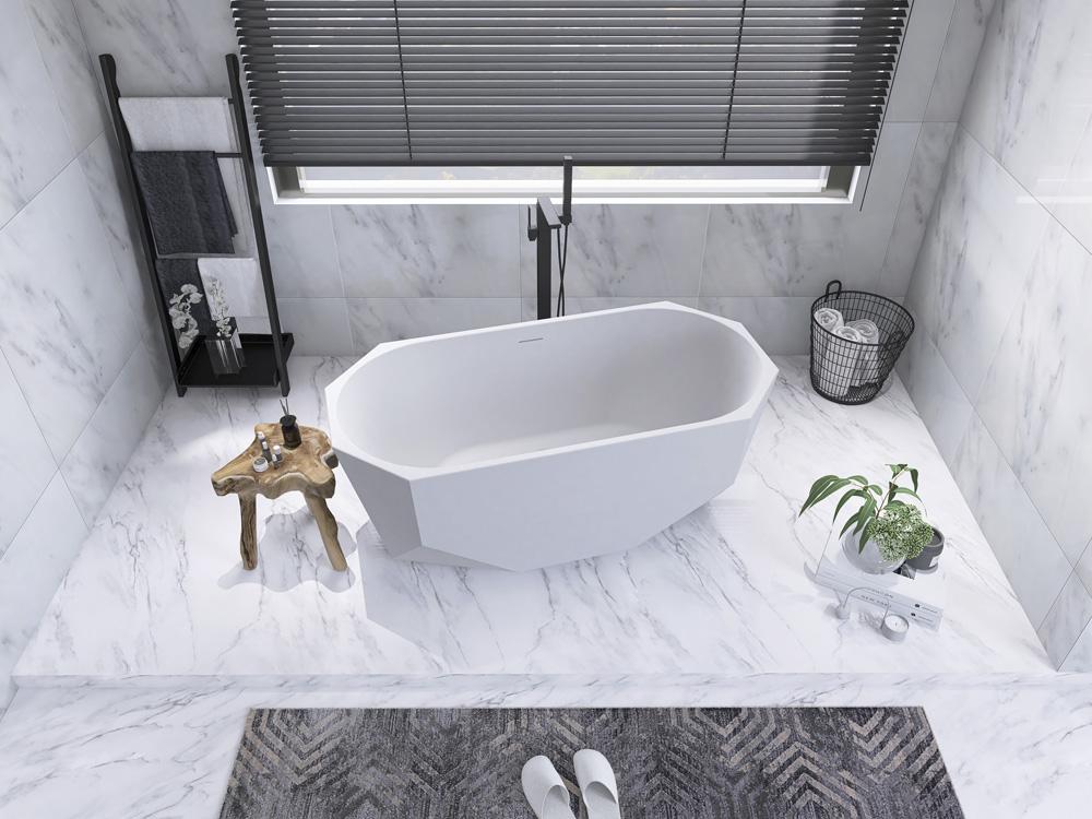 Elegant Furniture & Lighting - Ethen 59 inch soaking diamond style bathtub in glossy white - BT21159GW veiw 5