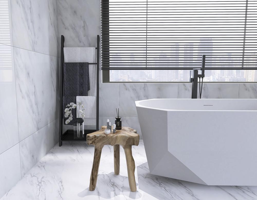 Elegant Furniture & Lighting - Ethen 59 inch soaking diamond style bathtub in glossy white - BT21159GW veiw 6