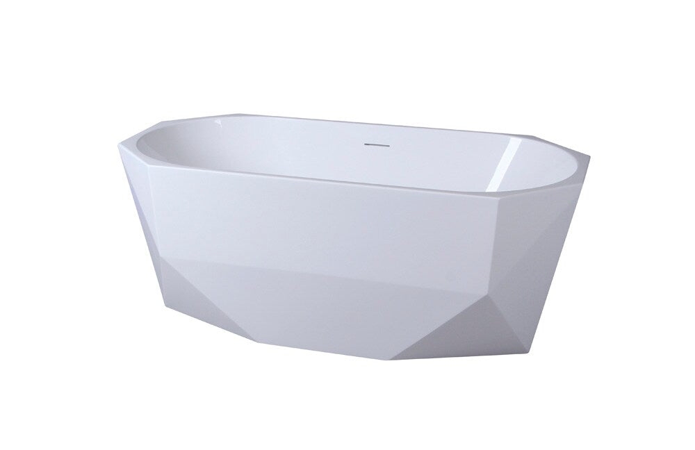 Elegant Furniture & Lighting - Ethen 59 inch soaking diamond style bathtub in glossy white - BT21159GW veiw 8