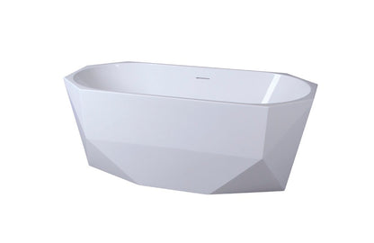 Elegant Furniture & Lighting - Ethen 59 inch soaking diamond style bathtub in glossy white - BT21159GW veiw 8