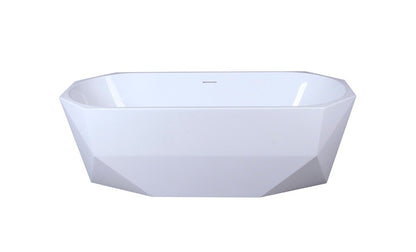 Elegant Furniture & Lighting - Ethen 67 inch soaking diamond style bathtub in glossy white - BT21167GW veiw 1