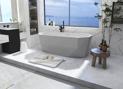 Elegant Furniture & Lighting - Ethen 67 inch soaking diamond style bathtub in glossy white - BT21167GW veiw 3