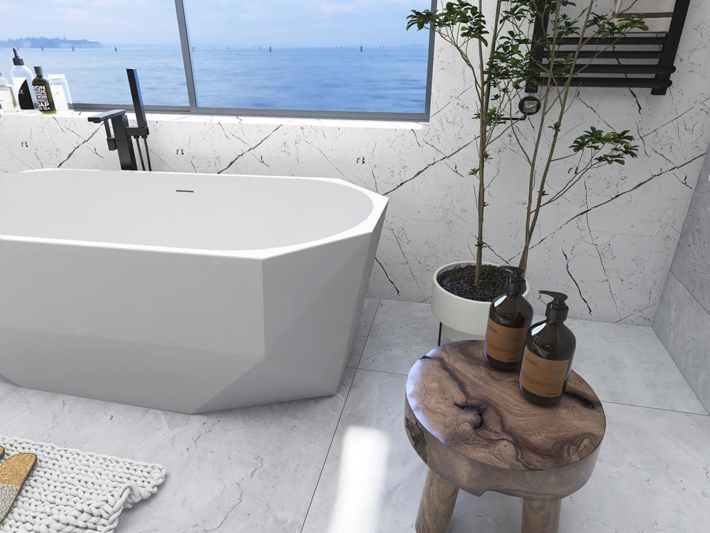 Elegant Furniture & Lighting - Ethen 67 inch soaking diamond style bathtub in glossy white - BT21167GW veiw 7