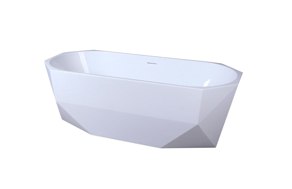 Elegant Furniture & Lighting - Ethen 67 inch soaking diamond style bathtub in glossy white - BT21167GW veiw 8