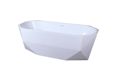 Elegant Furniture & Lighting - Ethen 67 inch soaking diamond style bathtub in glossy white - BT21167GW veiw 8
