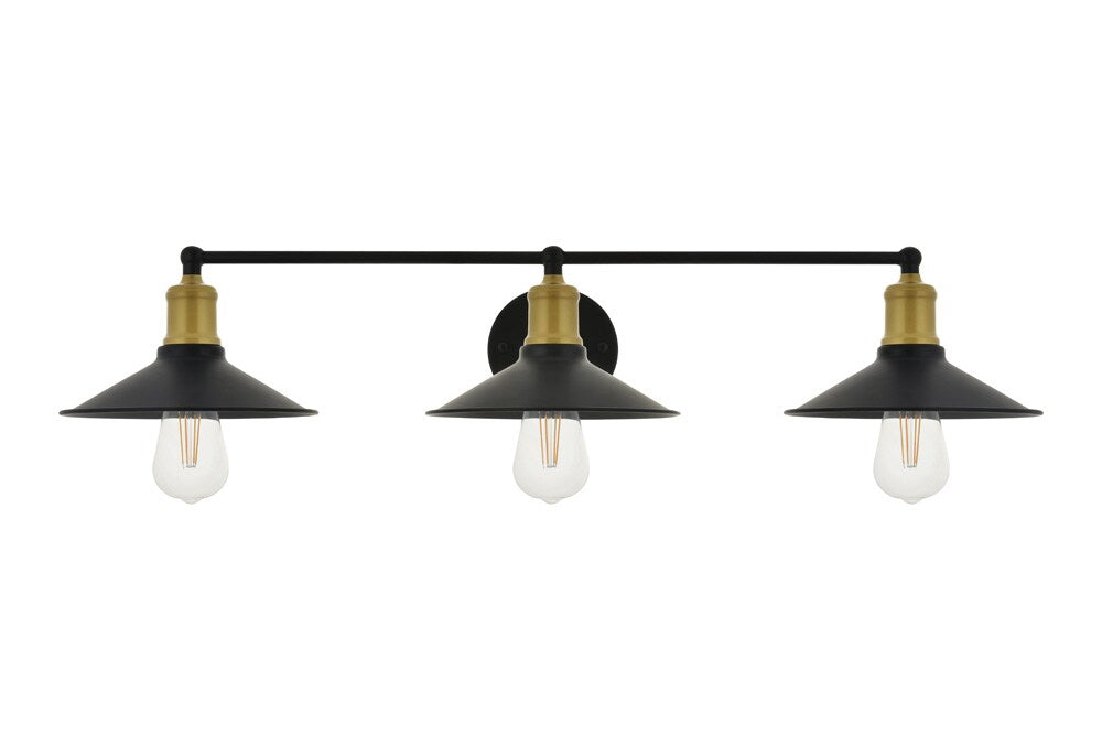 Elegant Furniture & Lighting - Etude 3 light brass and black Wall Sconce - LD4033W33BRB veiw 1