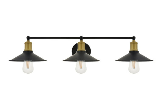 Elegant Furniture & Lighting - Etude 3 light brass and black Wall Sconce - LD4033W33BRB veiw 1