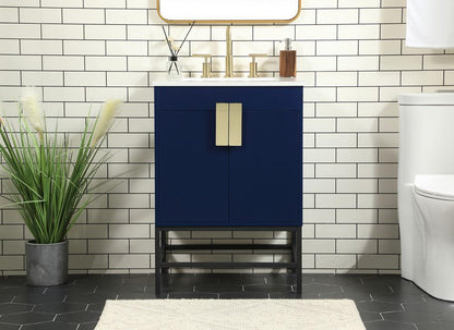 Elegant Furniture & Lighting - Eugene 24 inch Single bathroom vanity in blue - VF48824MBL veiw 2