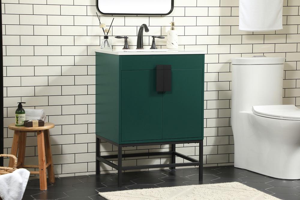 Elegant Furniture & Lighting - Eugene 24 inch Single bathroom vanity in green - VF48824MGN veiw 3