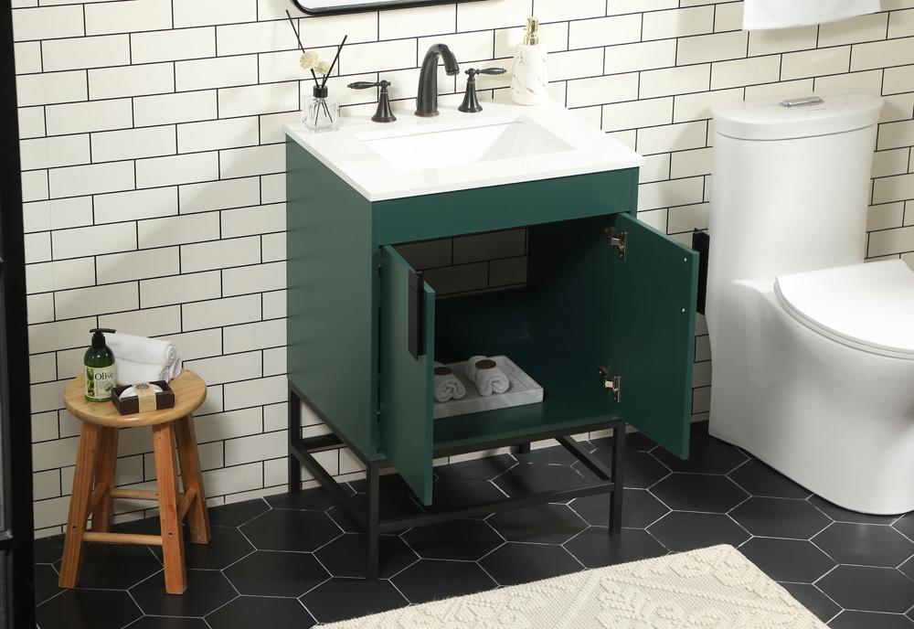 Elegant Furniture & Lighting - Eugene 24 inch Single bathroom vanity in green - VF48824MGN veiw 4