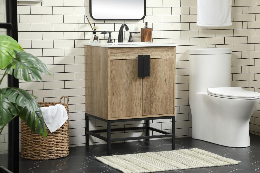 Elegant Furniture & Lighting - Eugene 24 inch Single bathroom vanity in natural oak - VF48824NT veiw 3