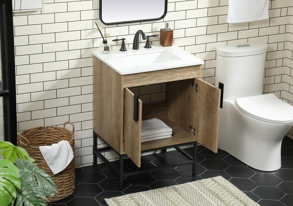 Elegant Furniture & Lighting - Eugene 24 inch Single bathroom vanity in natural oak - VF48824NT veiw 4