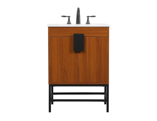 Elegant Furniture & Lighting - Eugene 24 inch Single bathroom vanity in teak - VF48824MTK veiw 1