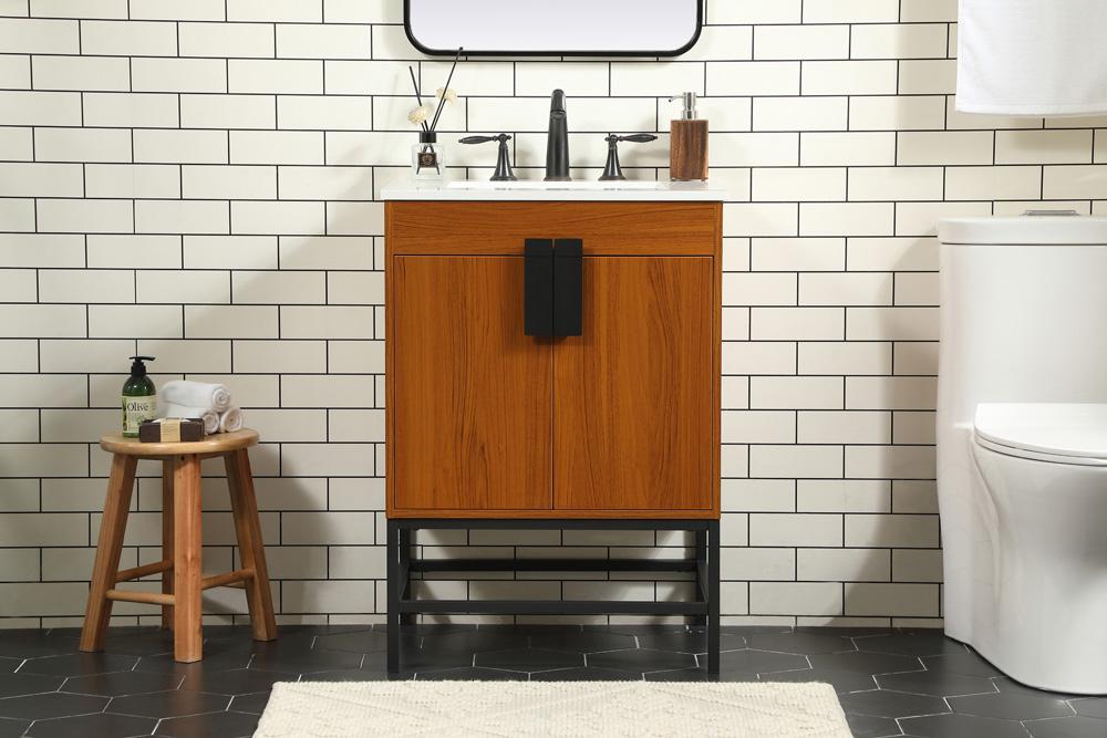 Elegant Furniture & Lighting - Eugene 24 inch Single bathroom vanity in teak - VF48824MTK veiw 2