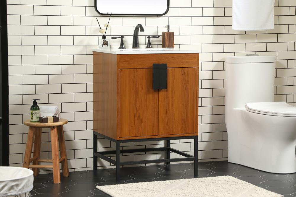 Elegant Furniture & Lighting - Eugene 24 inch Single bathroom vanity in teak - VF48824MTK veiw 3