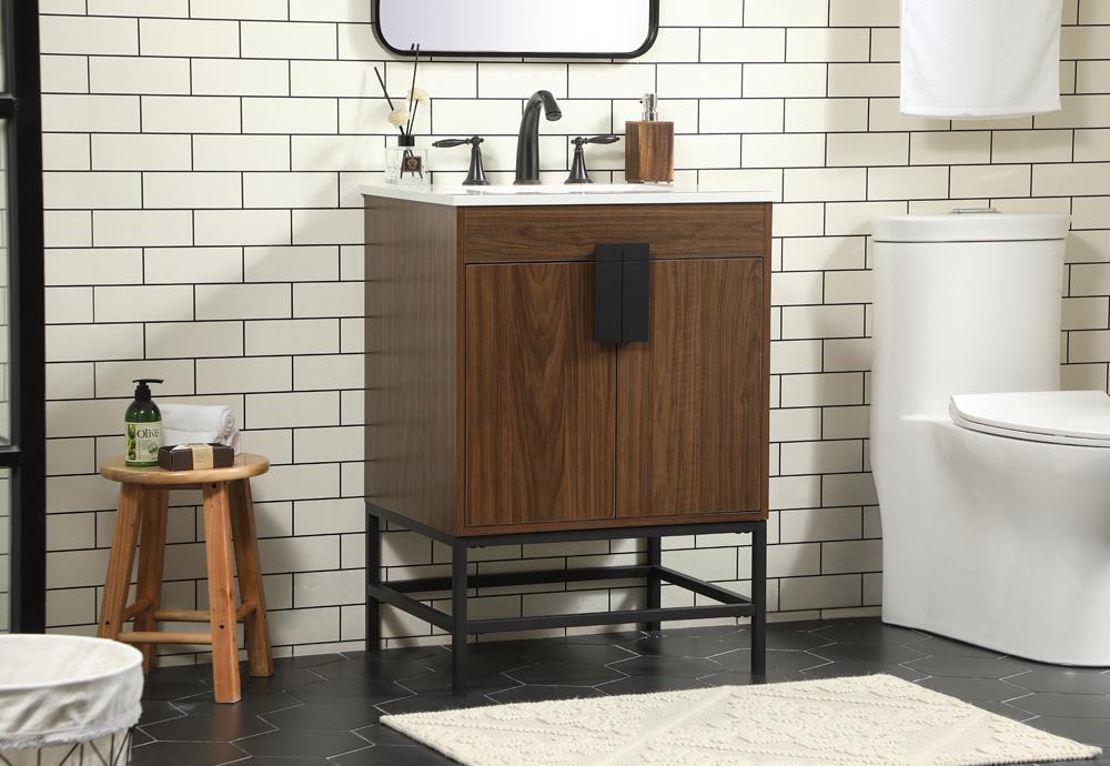 Elegant Furniture & Lighting - Eugene 24 inch Single bathroom vanity in walnut - VF48824MWT veiw 3
