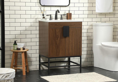 Elegant Furniture & Lighting - Eugene 24 inch Single bathroom vanity in walnut - VF48824MWT veiw 3