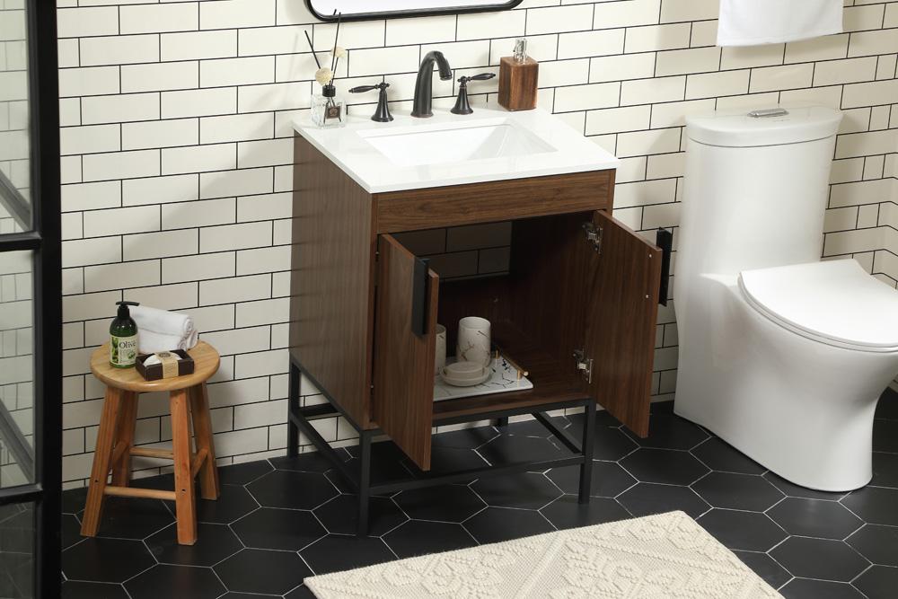 Elegant Furniture & Lighting - Eugene 24 inch Single bathroom vanity in walnut - VF48824MWT veiw 4