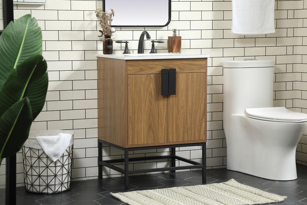 Elegant Furniture & Lighting - Eugene 24 inch Single bathroom vanity in walnut brown - VF48824WB veiw 3