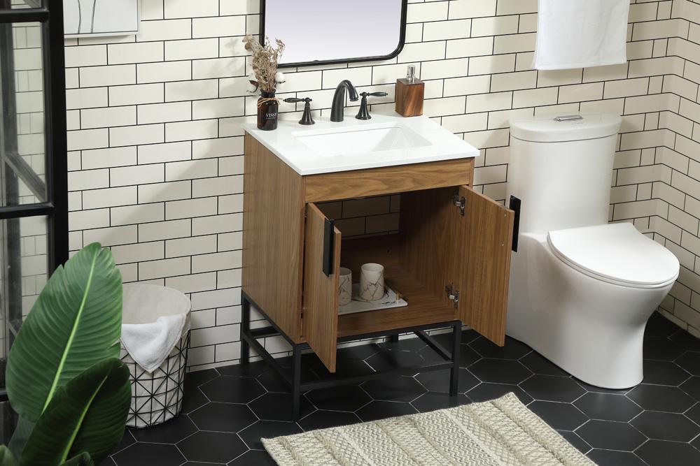 Elegant Furniture & Lighting - Eugene 24 inch Single bathroom vanity in walnut brown - VF48824WB veiw 4