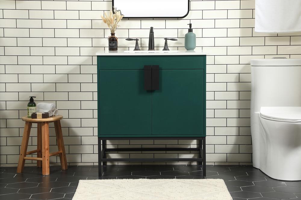 Elegant Furniture & Lighting - Eugene 30 inch Single bathroom vanity in green - VF48830MGN veiw 2